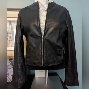Hudson Outerwear Black Leather Moto Jacket, Medium